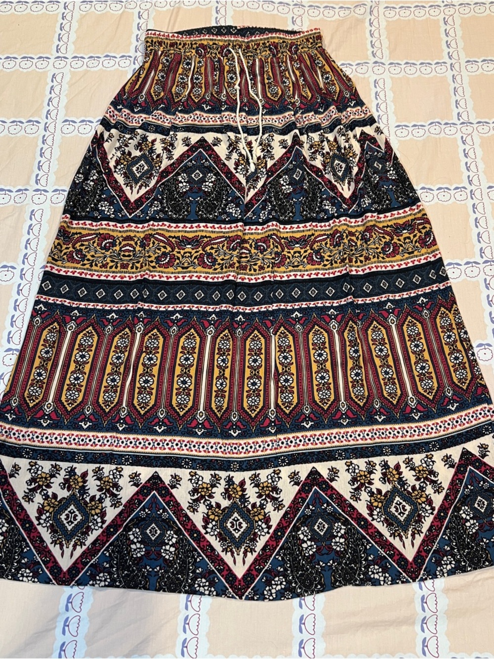 Women’s Size S Boho Printed Maxi Skirt in Multicolor